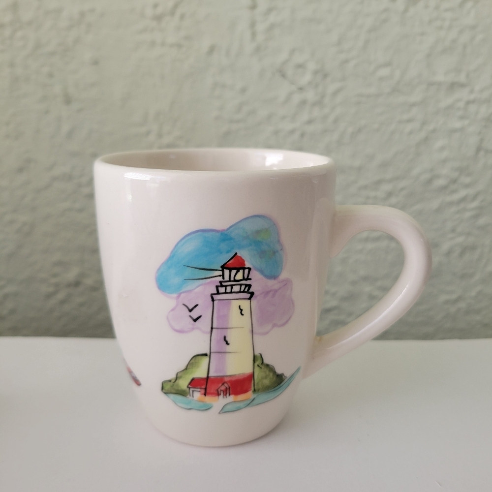 Boston Warehouse 2004 Ceramic Coffee Cup Lighthouse House Bird Beach Coastal